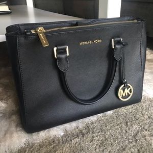 Black Michael Kors Kellen Saffiano Leather Satchel